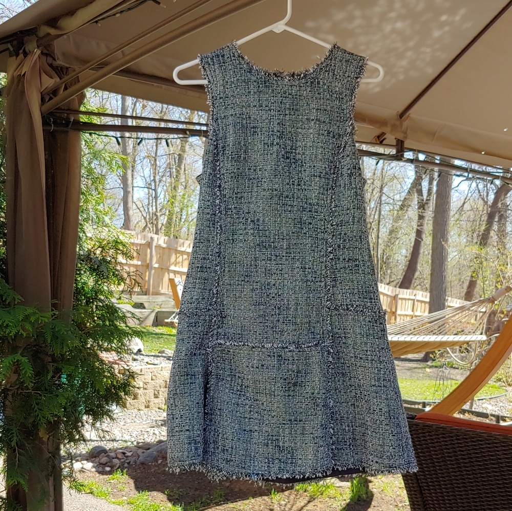 Banana Republic Blue Burlap Dress Raw Edges
